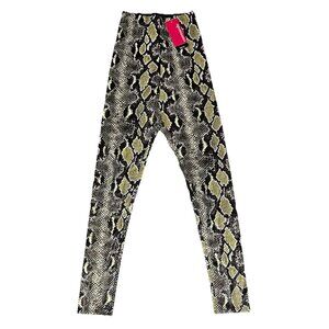 Commando Faux Leather Olive Snake Skin Print Leggings - SLG50 - Size XS
